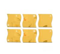 AHIOJEGX Specchi Adesivi 6pcs Decalcomanie adesive quadrate Onda 3D Adesivi murali Specchio a Forma di Onda for Soggiorno Specchio Fai da Te murale Arte Decorazioni for la casa(Gold)