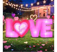 Ahititi Decorazioni per esterni gonfiabili per San Valentino, 2,1 m, rosa, lettera d'amore, grande San Valentino, con luci a LED integrate, proposta di matrimonio, anniversario, festa, cortile, prato