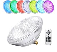 AHJ 48W Luci per Piscina PAR56 RGB, Luci Impermeabili per Piscina IP68 LED Piscina a Immersione con Telecomando IP68 Faretto Per 12V DC/AC, 10 Modalità d'illuminazione