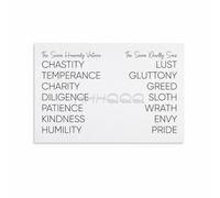 AHNEUUOY Seven Virtues vs Seven Sins, Biblical Teaching Wall-Art, Religious Educational Decor for Home, Office, Church(Framed,08x12inch(20x30cm))