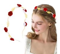 AHONEY Corona di fiori per donne rosso oro rosa copricapo San Valentino matrimonio sposa fiore ragazza accessori per capelli