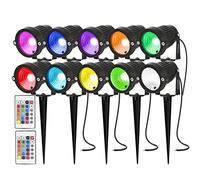 AHOTSUK Faretto da giardino a LED, impermeabile, IP66, 5 W, 12 V CC, cambia colore, illuminazione paesaggistica, a bassa tensione, per esterni (confezione da 10)