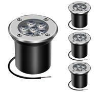 AHOTSUK Faretto da Pavimento 4erLED da incasso, faretto da pavimento da incasso a 6W per esterni, esterno lampada da terra, antiruggine, passabile, 12V-24V DC, acciaio inox rotondo Bianco freddo