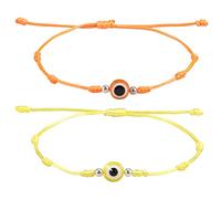 Ahouws 2 braccialetti intrecciati contro il malocchio, per coppie, braccialetti dell'amicizia fatti a mano, con cordino di cera colorato, regolabile, impermeabile, buona fortuna, per donne e uomini