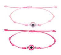 Ahouws 2 braccialetti intrecciati contro il malocchio, per coppie, braccialetti dell'amicizia fatti a mano, con cordino di cera colorato, regolabile, impermeabile, buona fortuna, per donne e uomini