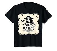Ahoy, Matey! Pirate Donne Mare Avventura Buccaneer Maglietta, Bambini, Nero, 2 Anni