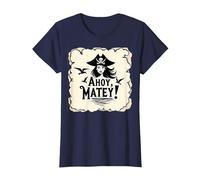 Ahoy, Matey! Pirate Donne Mare Avventura Buccaneer Maglietta, Donna, Navy, XS