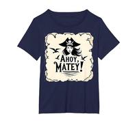 Ahoy, Matey! Pirate Donne Mare Avventura Buccaneer Maglietta, Donna Plus-Size, Navy, 1X