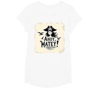 Ahoy, Matey! Pirate Donne Mare Avventura Buccaneer Maglietta, Ragazze, Bianco, M