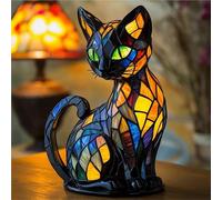 AHQCBWG Lampada a LED a forma di gatto, in vetro colorato, luce notturna USB, lampada da tavolo per comodino, soggiorno, camera da letto, amanti degli animali, decorazione per la casa e l'ufficio