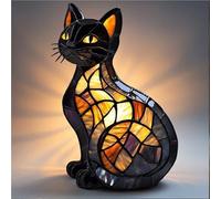 AHQCBWG Lampada a LED a forma di gatto, in vetro colorato, luce notturna USB, lampada da tavolo per comodino, soggiorno, camera da letto, amanti degli animali, decorazione per la casa e l'ufficio