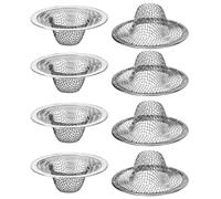 AHQiZFX 8 filtri a rete per lavello, 5,4 cm superiore/2,5 cm, filtro di scarico per bagno, in acciaio inox, piccolo cestino per capelli, adatto alla maggior parte dei lavelli da cucina, bagno,
