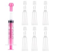 AHQiZFX Confezione da 6 tubetti vuoti per lucidalabbra ricaricabili, flaconi per cosmetici trasparenti con siringhe da 5 ml, per shampoo, lucidalabbra, balsamo per labbra, lozione