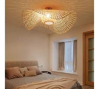 AHQX Retro Plafoniera Luce Di Bambù Naturale Illuminazione Soffitto Rattan Vintage E27 Hand-Woven Pranzo Camera Da Letto Living Room Bar Caffè Lampadari Cucina Luci Pendenti Applique Corridoio,85cm