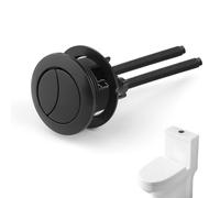 AHRLIC Pulsante di ricambio per sciacquone, nero, doppio pulsante di scarico per WC, 38 mm, pulsanti WC con due aste, kit di pulsanti di scarico rotondi per cassetta del bagno, serbatoio WC, accessori