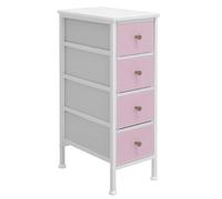 AHRODY Cassettiera stretta con 4 cassetti, torre portaoggetti sottile per piccoli spazi, comò in tessuto sottile per camera da letto/soggiorno/bagno (rosa)