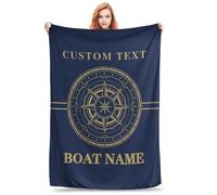 AHROZHOUIK Coperta Personalizzata Con Nome Della Barca Sull'Oceano Testo Personalizzato Coperta Di Benvenuto Barca Lago Cottage Letto Da Spiaggia Amici Di Famiglia Amanti Dell'Oceano Natale (stile 4)