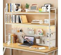 Ahtadums Scaffale da Scrivania regolabile, 2 livelli Libreria da scrivania, organizer da scrivania in Legno Scaffale da Espositore Per ufficio per casa e ufficio (B, 90cm)