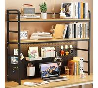 Ahtadums Scaffale da Scrivania regolabile, 2 livelli Libreria da scrivania, organizer da scrivania in Legno Scaffale da Espositore Per ufficio per casa e ufficio (A, 110cm)