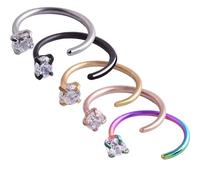 AHTCPO 5 Pezzi Anello Al Naso, Brillantino Zircone Multicolore Perno Gemma Ferro di Cavallo Cerchio In Acciaio Mezzo Orecchino Trago Cerchi Piercing Gioielli(0.8x6x3mm)