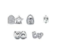 AHTCPO 5 Pezzi Capsule di Grillz Denti Placcato Oro 18K, Singoli Vampiro per Superiori o Inferiori, Gioielli Hip Hop Regalo per Uomo e Donna(Silver,Set B)
