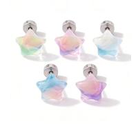 AHTCPO 5 Pezzi di Orecchini A Bottone per Naso e Anello, Stella Traslucida Cinque Punte, Dolce Delicato Perfetto, Il Cuore Una Ragazza, Cartilagine Trago Elica