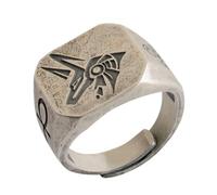 AHTCPO Anello Occhio di Horus In Argento 925 - Gioiello da Uomo con Divinità Egizia, Anello Mignolo Unisex Minimalista, Regalo Mistico(Anubis)