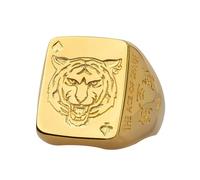AHTCPO Anello Tigre Selvaggio per Uomini - Elegante Anello Tigre della Giungla in Argento per lo Zodiaco, Pezzo Coda Regolabile(Gold)