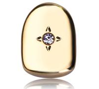 AHTCPO Cappucci Dentali Singoli Stella a 4 Punte Placcati in Oro/Argento/Oro Rosa - Pietra CZ Gioiello Dentale Rimovibile per Uomini e Donne(Gold)
