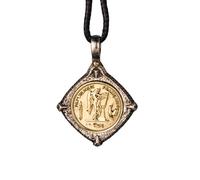 AHTCPO Collana con Ciondolo Forma Gallo Francese Argento Sterling 925 Bicolore, per Uomo e Donna, con Cordino e Catena Neri(Pendant+wax cord)