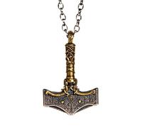 AHTCPO Collana con Martello Thor Mjolnir Vichingo per Uomo e Donna, Ciondolo Amuleto Protezione In Argento Sterling 925 con Bussola, Gioielli Norreni(Pendant+silver chain)