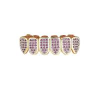 AHTCPO Grillz Dentali con Diamanti per Donne e Uomini, Accessori da Vampiro Placcati, Rapper per Festival Musicali Decorazioni per Feste(Rose Red Lower Teeth)