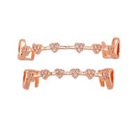 AHTCPO Grillz di Denti Vampiro a Cuore per Donne - Caschetta Dentale Dorata con Design Diamanti Finti Iced Out, Falshe Zanne Gioielli Cosplay(Rose gold and white diamond set)