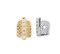 AHTCPO Grillz per Denti con Spazio Tra I, Design A Griglia Geometrica Placcato In Oro 18 Carati e Argento, Gioielli Hip Hop Alla Moda per Performance Cosplay