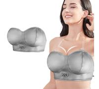 AHTCPO Massaggiatore Seno e Petto, Massaggiatore Seno Elettrico Riscaldato, Stimolatore di Crescita e Ingrandimento del Toracico Anti-Cedimento Ricaricabile USB(Silver,Rechargeable Version)