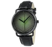 AHTCPO Orologio Classico con Cinturino in Pelle per Uomo, Quadrante a Foglia con Bagliore Notturno Autentico per Padre, Fidanzato e Marito(Green)