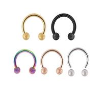 AHTCPO Set di Anelli per Il Naso A Ferro Cavallo, Orecchini Forma U In Acciaio Cerchio per Trago, Piercing Labbro e L'Elica,316l(Frosted bead set,1.2 * 12 * 3mm)