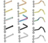 AHTCPO Set di Orecchini A Perno Combinati In Zircone Forma I/L/S, Versatile Osso Dell'Orecchio, Gioiello per La Penetrazione Umana, Narice, Trago, Conchiglia