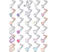 AHTCPO Set di Orecchini A Perno Combinati In Zircone Forma I/L/S, Versatile Osso Dell'Orecchio, Gioiello per La Penetrazione Umana, Narice, Trago, Conchiglia