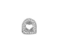 AHTCPO Set Gioielli Dentari con Un Cuore Singolo in Zircone Micro Intarsiato Placcato Oro e Argento 18K Grillz per Rappersi e Feste(Silver,Solid-white)