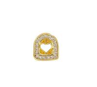 AHTCPO Set Gioielli Dentari con Un Cuore Singolo in Zircone Micro Intarsiato Placcato Oro e Argento 18K Grillz per Rappersi e Feste(Gold,Solid-red)