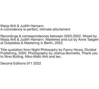 Ahti, Marja / Hamann, Jud A Coincidence Is Perfect, Intimate Attunem (Vinyl LP)