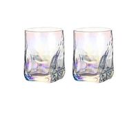 AHUFGN Bicchieri Vetro 2PCS Rainbow Hammered Whiskey Glass, Heavyweight Water, Cup, Juice Wine Drinking Set Of 2(250mlRainbow 2PCS)