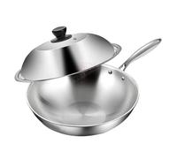 AHUFGN Padella Acciaio Inox Padella in acciaio inossidabile, padella in, da cucina, for cucinare, wok, lavabile in lavastoviglie, padelle Wokes(32cm wok with lid)