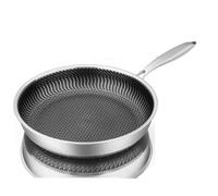 AHUFGN Padella Acciaio Inox Padella Wok in acciaio inox, padella for bistecca, casseruola, fornello a gas a induzione, pentola da cucina universale, antiaderente(304 Carved bottom,28cm)