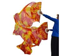 AHUFGN Ventaglio per Danza 1 Paio di veli for la Danza del Ventre in Vera Seta, Dimensioni Classiche, for spettacoli Ballerini Velo a ventaglio(Color 2,XL-230x90cmReal Silk)