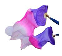 AHUFGN Ventaglio per Danza 1 Paio di veli for la Danza del Ventre in Vera Seta, Dimensioni Classiche, for spettacoli Ballerini Velo a ventaglio(Color 7,3XL-280x90Real Silk)
