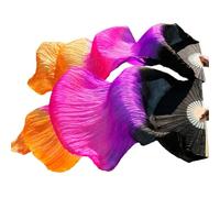 AHUFGN Ventaglio per Danza Velo di Seta sfumato Pratica Danza del Ventre Puntelli Spettacolo teatrale Accessorio for Costume Tintura a Mano Flowy Extra Lungo Arancione 180 cm(Color 12,L-180x90cm)