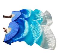 AHUFGN Ventaglio per Danza Velo di Seta sfumato Pratica Danza del Ventre Puntelli Spettacolo teatrale Accessorio for Costume Tintura a Mano Flowy Extra Lungo Arancione 180 cm(Color 5,S-120x90cm)