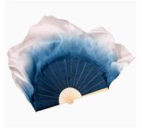 AHUFGN Ventaglio per Danza Ventaglio di Danza Vera Seta 86 cm Velo Pieghevole sfumato Dipinto a Mano del Ventre Folk Ballerino Quadrato Spettacolo Oggetti Scena(Color 8,1pcs Right 1pcs Left)